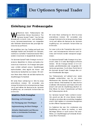 Börsenbrief Optionen Spread Trader